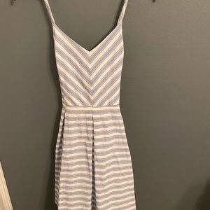 She + sky blue and white striped dress